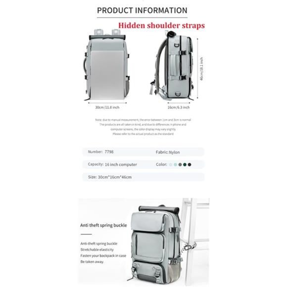 Women\'s Backpack Waterproof Laptop Backpack with Shoe Bag, Gray, 16 inch main image 5